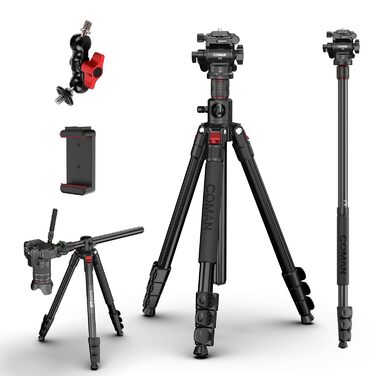 Штатив для камери COMAN KX3939Mini (V1) 181см з гідравлічною головою, швидкознімною платформою та знімними ніжками для DSLR, відеокамер та відошукачів