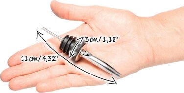 Виливники для пляшок Com-Four® 6 шт. з нержавіючої сталі – дозатор для алкоголю, олії, оцту – для бару, коктейлів, підходить для більшості пляшок (сріблястий, без кришки)