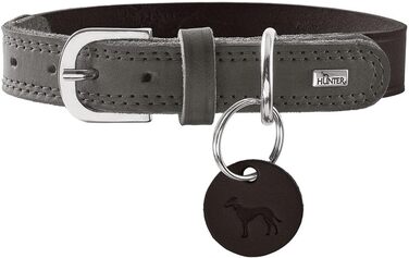 Нашийник для собак HUNTER LEMVIG, шкіряний, чорний/сірий, розмір 40, Made in Germany