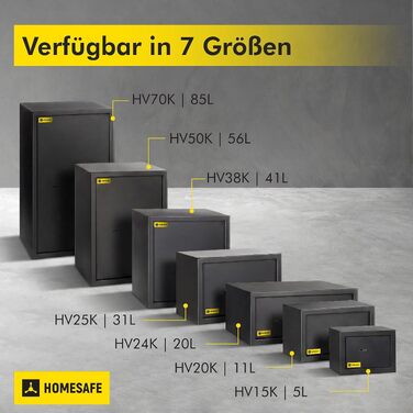 Сейф Homesafe HV15K з ключовим замком, вугільно-чорний сатиновий (20x31x20 см)