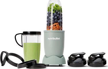 Блендер Nutribullet Pro 900, електричний міксер для смузі, подрібнювач, 900 Вт, 900 мл і 710 мл чаші, матовий нефрит, з аксесуарами