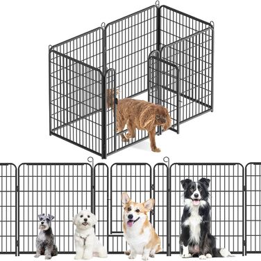 Кінець для цуценят, ігровий майданчик, вольєр для цуценят з дверцятами та засувом, огорожа для тварин, загородження для собак, вольєр для кроликів, металеві з'єднання, 65 x 80 см (8 секцій)