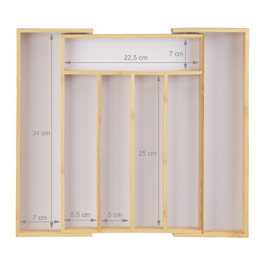 Relaxdays Bamboo Cutlery Box, 40cm, Extendable