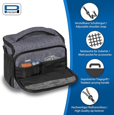 Сумка для камери Pedea: DSLR, SLR, System Camera, XL, сіра. Захист від дощу, для аксесуарів та об'єктивів