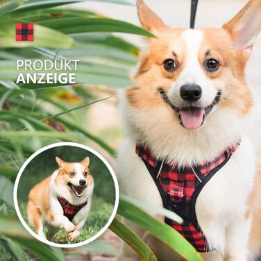 Нашийник для собак PoyPet без обмежень, світловідбиваючий, м'який, з простим закриттям, для маленьких собак (S, в клітинку, червоний)