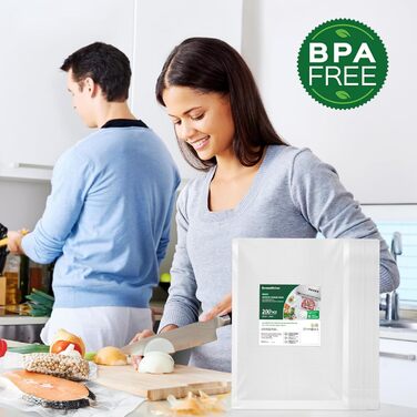 Bonsenkitchen Vacuum Bags 200 Bags 20x30 cm, Professional Foil Bags for all Vacuum Sealers, Vacuum Bags for Food, Sous Vide Freezer Bags, Seal Bags, BPA-free, VB3208