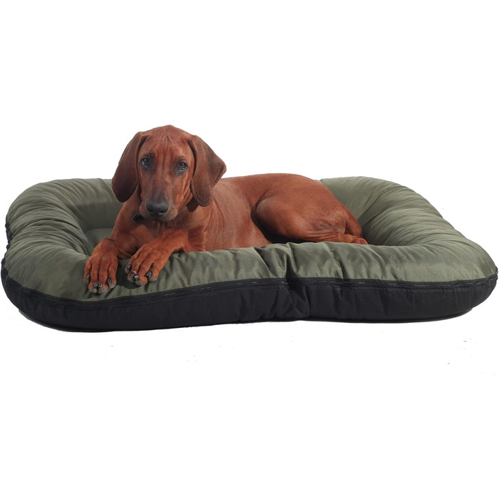 Ліжко для собак середніх порід 4L Textil KLEO, 90x70 см, водонепроникне, знімний чохол, темно-зелене