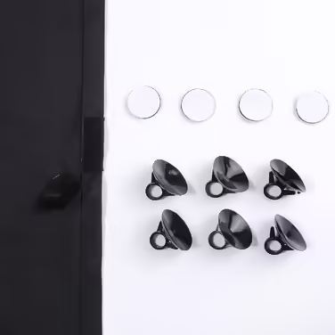 Curtains with suction cups, for home or travel, black