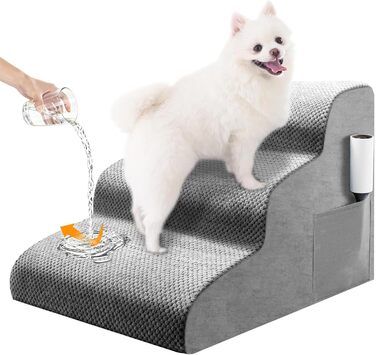 Сходинка для собак та котів 3 ступені, 40 см, протиковзка, для літніх тварин, з щільного піноматеріалу, знімна та миється, портативна рамка для собак, котів, софи, ліжка, авто