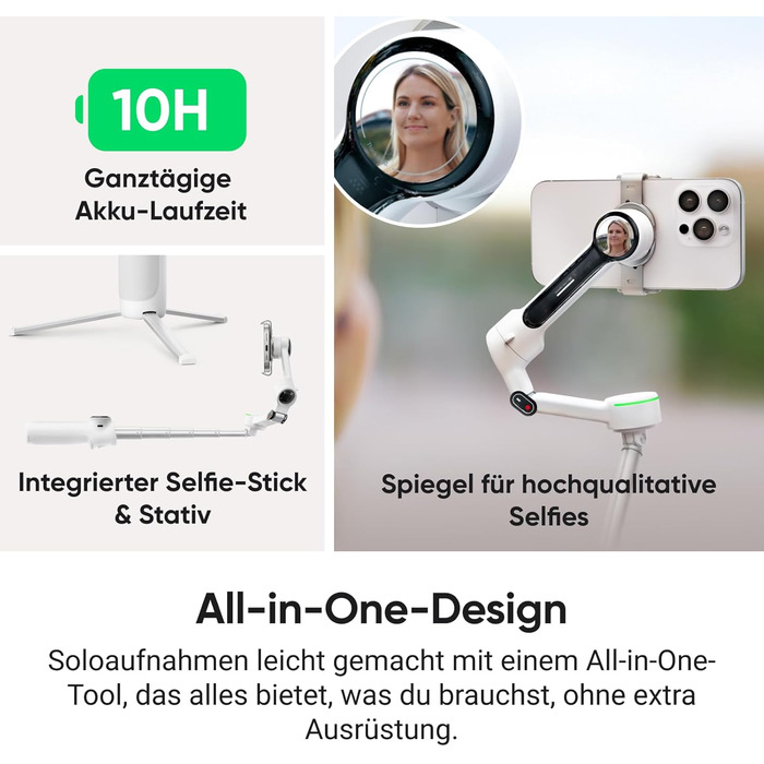 Insta360 Flow 2 Pro: Стабілізатор для смартфона (iPhone & Android), комплект для контент-мейкерів, сірий
