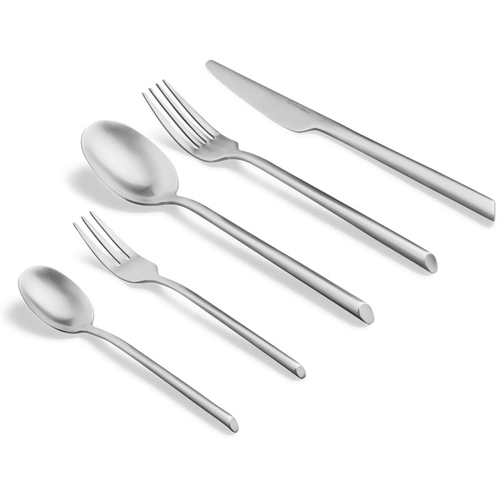 SPRINGLANE Cutlery Set 20-piece, brushed stainless steel, robust cutlery set for 4 people made of rust-resistant 18/10 stainless steel, including knife, fork, soup spoon, teaspoon, and cake fork.