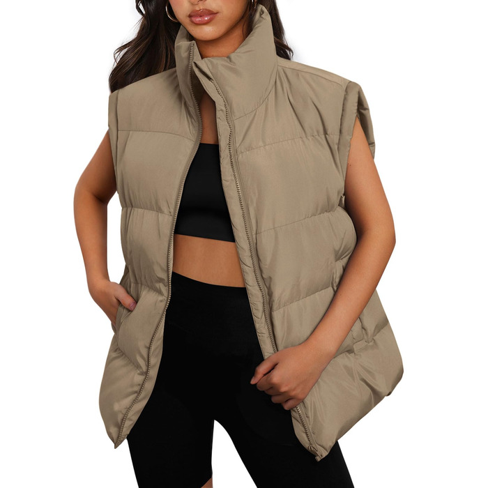 Жіноча жилетка AUTOMET: стильна осіння куртка, безрукавна модель, тепла зимова верхня одежда, колір хакі, розмір S