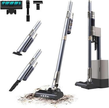 Бездротовий пилосос Cecotec Conga Rockstar 5500 Hurricane Station Flex Max: 220AW, 700W, станція самостійного очищення, 90 хв роботи, антизаплутана щітка, гнучкий шланг, циклонна технологія (Scoba 2100 + самоочищення)