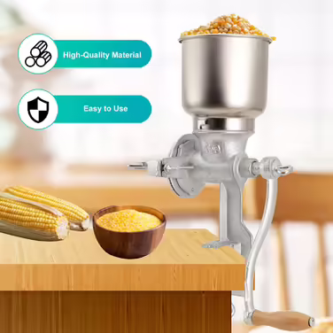 TABODD 500ML Manual Grain Grinder Mill, Adjustable Clamp Mill Corn Grain Mill Cast with 13cm & 4cm Hopper Stainless Steel Grinder Manual Grain Mill for Corn, Coffee Beans, Wheat, Nuts, Herbs