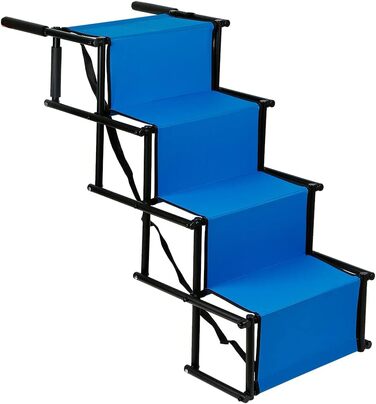 Рампа для собак, складана, 4 сходинки, для будь-якого авто, до 75 кг, водонепроникна, поліестер, Оксфорд Метал (блакитна)