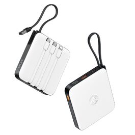 Power Bank VRURC 20000mAh з кабелем USB-C 22.5W QC3.0 – портативний акумулятор для iPhone, Huawei та смартфонів (білий)