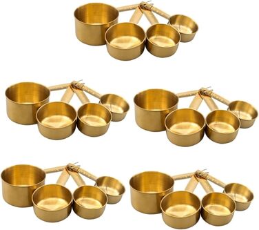 5-Piece Stainless Steel Measuring Spoons, Micro Scoop for Dry Food, Micro Spoon, Coffee Spoon, Measuring, Magnetic Measuring Spoons, Teaspoons, Golden Stainless Steel, 4 Pieces * 5