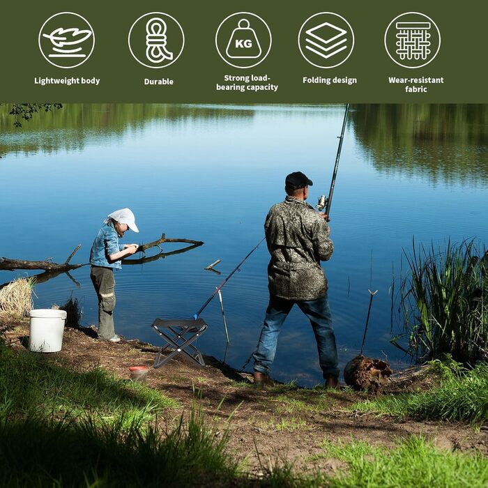 Зручний складаний туристичний пуф з сумкою для зберігання, 30 см (Чорний)