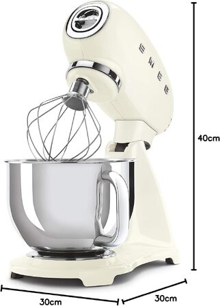 Планетарний міксер Smeg SMF03PKEU, 800 Вт, 10 швидкостей, з набором вінчиків, колір Rose (Крем)