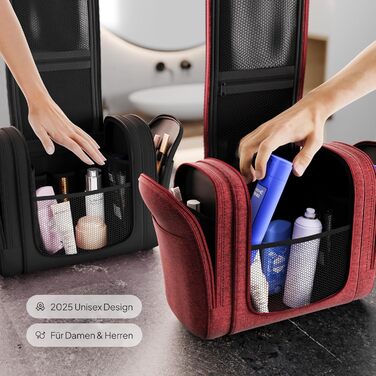 Чохол для туалетних речей Traveaner 7 відділень, 3-в-1, водонепроникний, для подорожей (червоний, XXL)