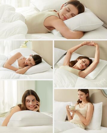 SONGMICS Pillow Set of 4, 50 x 70 cm, 800g Filling, Soft Brushed Polyester Cover, Pillow, Machine Washable at 60°, with Storage Bag, Cloud White TBP006W04