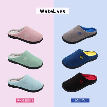 Тапочки домашні жіночі та чоловічі WateLves з Memory Foam, бавовна, сірі та блакитні, 40/41 EU