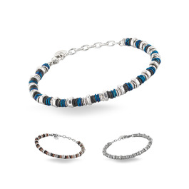 Чоловічий браслет на руці з нержавіючої сталі з шайбами та болтами, регульована довжина 18-21 см з подарунковою коробкою, блакитний