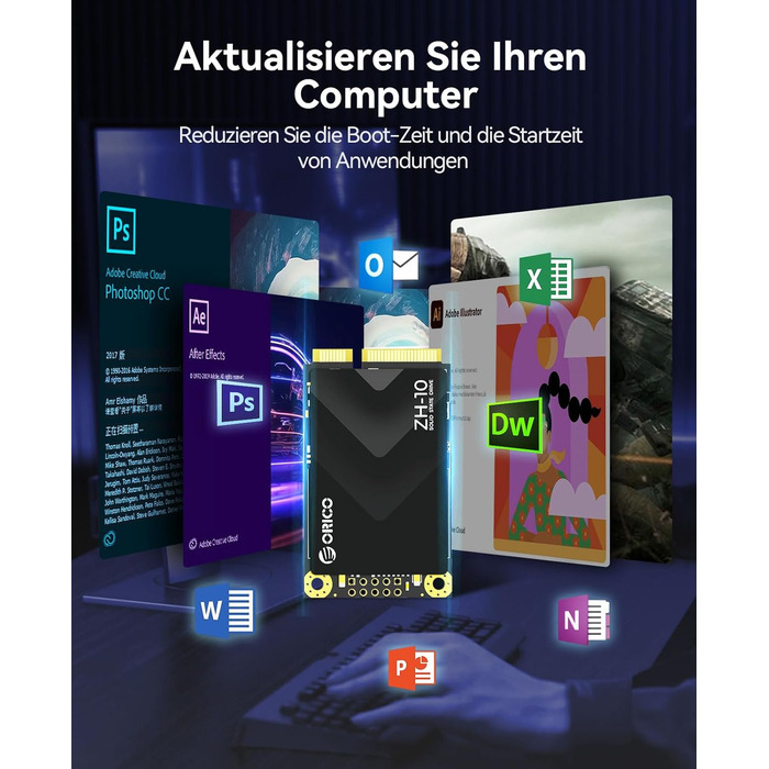 ORICO NVMe SSD 512GB M.2 PCIe 4.0 x4 - Внутрішній SSD з радіатором для ПК та ноутбуків