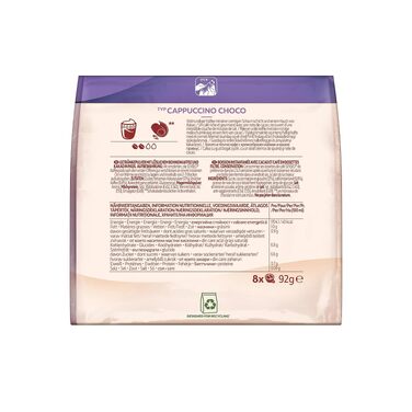 Кавові пади Senseo Cappuccino Choco, шоколадний капучино, 40 шт (5 упаковок по 8 шт), 92 г
