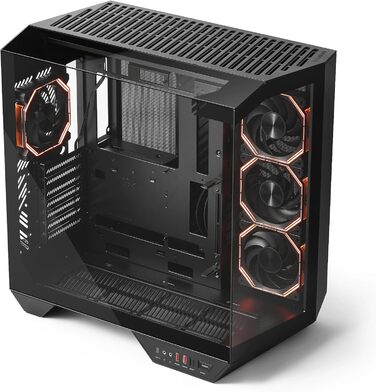 darkFlash DY470 - Корпус для ігрового ПК Full-Tower ATX з 4 PWM-ARGB вентиляторами, сумісний з RTX 40, 2 камери, панорамне скло, підтримка 2 x 360 мм радіаторів, білий колір