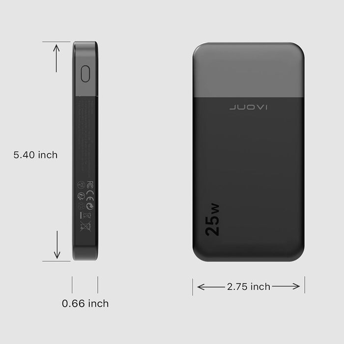 Портативний зарядний акумулятор JUOVI 10000mAh, 35W, 2 USB-C, 1 USB-A, PD 3.0, QC 4.0 (Зелений)
