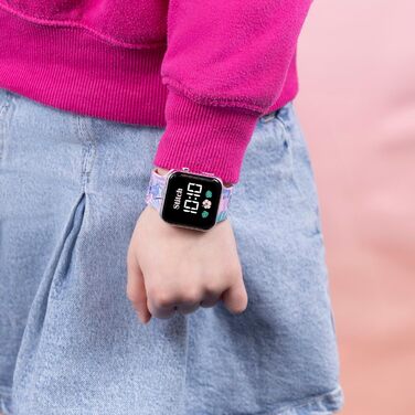 Дитячий годинник Disney Lilo & Stitch LAS4091 з LED-дисплеєм та силіконовим ремінцем, блакитний, багатобарвний