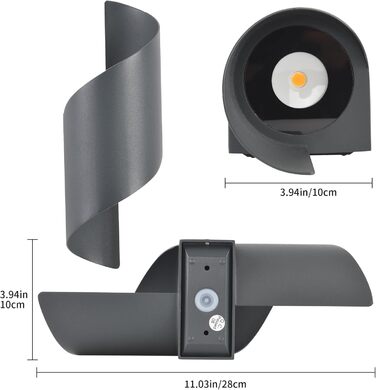 Світлодіодна вулична/внутрішня бра, 10W, IP65, 3000K, тепле біле світло, сучасний дизайн, для саду, вітальні, спальні, антрацит