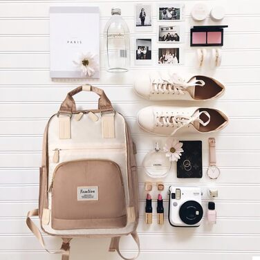 Шкільний рюкзак YAMTION для дівчат-підлітків, 15.6 дюймів: рюкзак для ноутбука, жіночий шкільний ранець з відділенням для ноутбука, для школи, університету, подорожей, роботи, офісу, кремовий