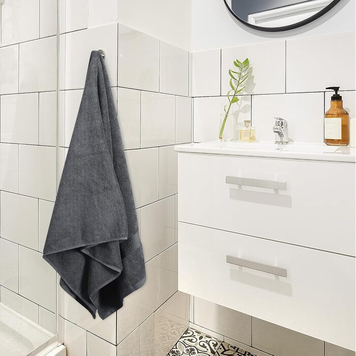Набір банних рушників Utopia Towels, 100% бавовна, 69 x 137 см, сірі, 4 шт. — м'які та гігроскопічні рушники для душу з петлею для підвішування