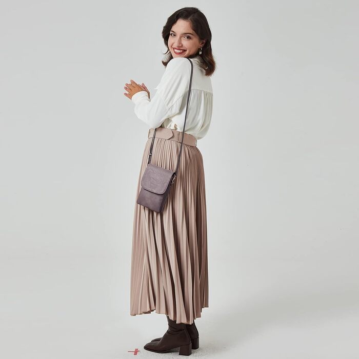 Сумка-клатч BOSTANTEN Klein через плече, сіра (A-11-lila) з PU шкіри для жінок, мобільна сумка з гаманцем