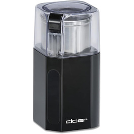 Електрична кавомолка та млинок для спецій Cloer 7580, 200 Вт, для кави, спецій, песто, горіхів і зерна, знімна ємність з нержавіючої сталі, чорна