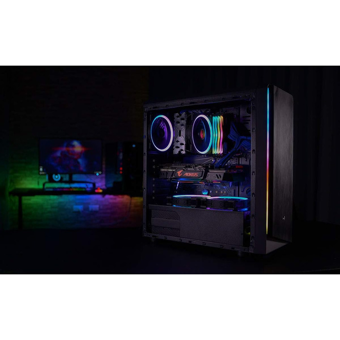 Корпус для ПК AeroCool RIFT ATX, RGB підсвітка (13 режимів), 120мм вентилятор, чорний