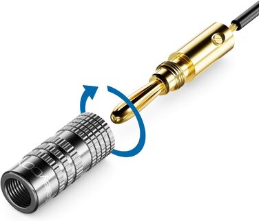 Набір бананових конекторів DeleyCON (8 шт.) – позолочені, гвинтові, для акустичних/динамічних кабелів, 0.75-4.5 мм, Hi-Fi аудіо, домашній кінотеатр, сірий