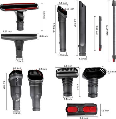 Набір аксесуарів SOBEAU для пилососів Dyson V7, V8, V10, V11, V15: 7 в 1, замінні насадки