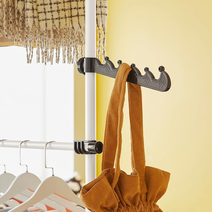 SoBuy KLS03-SCH Clothes Rack Coat Stand with 4 Clothes Rails Telescopic Wardrobe System Adjustable Shelf System Bra Approx. 124-226x200-285cm (White)