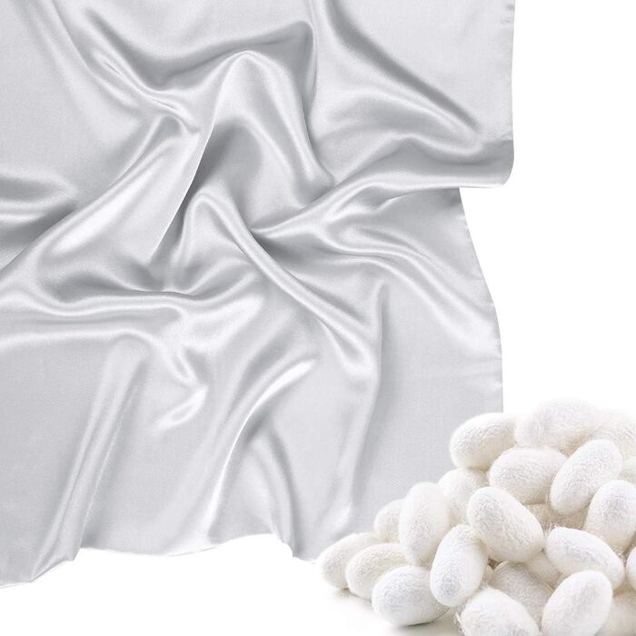 PiccoCasa Seide Pillowcase 80x80 100% Silk Pillowcase 22 Momme Pillow Cover Hair and Skin Care with Zipper & Gift Box Silver Gray 80x80cm