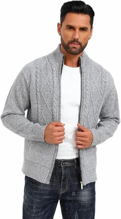 Чоловіча флісова куртка Les Umes з високим коміром, осінь-зима, Regular Fit, світло-сіра, 3XL