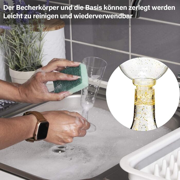 Сектанські келихи з пластику, 60 шт. - Прозорі келихи для шампанського, 160 мл. Ідеальні для вечірок та свят