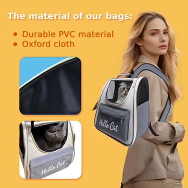 Рюкзак для котів та маленьких собак з сітчастим вікном, до 15 кг, чорний