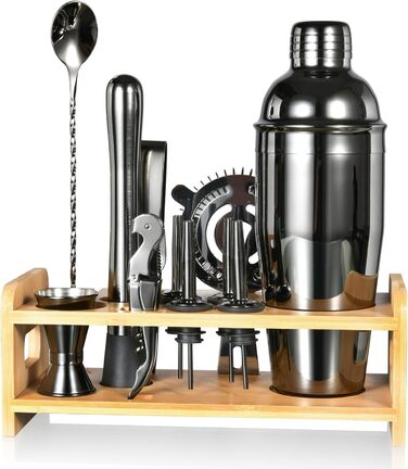 Набір шейкер для коктейлів Esmula 750 мл, 12 предметів, з рецептами, нержавіюча сталь
