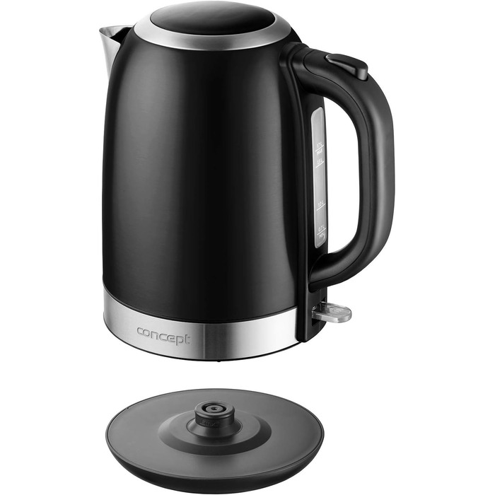 Електричний чайник CONCEPT RK3245 з нержавіючої сталі, чорний, 1.7 л, 2200 Вт