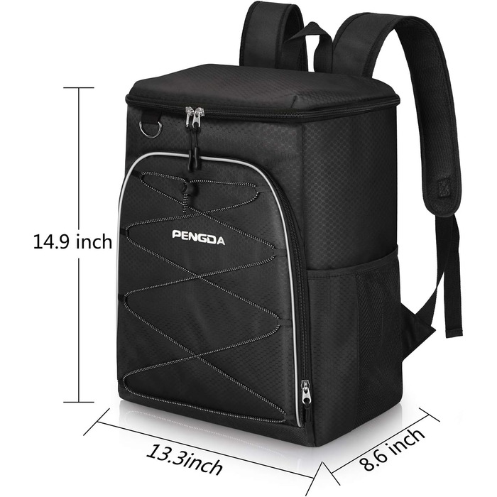 Рюкзак-холодильник PENGDA 25L: ізольований, водонепроникний, для пікніків, кемпінгу, пляжу - чорний