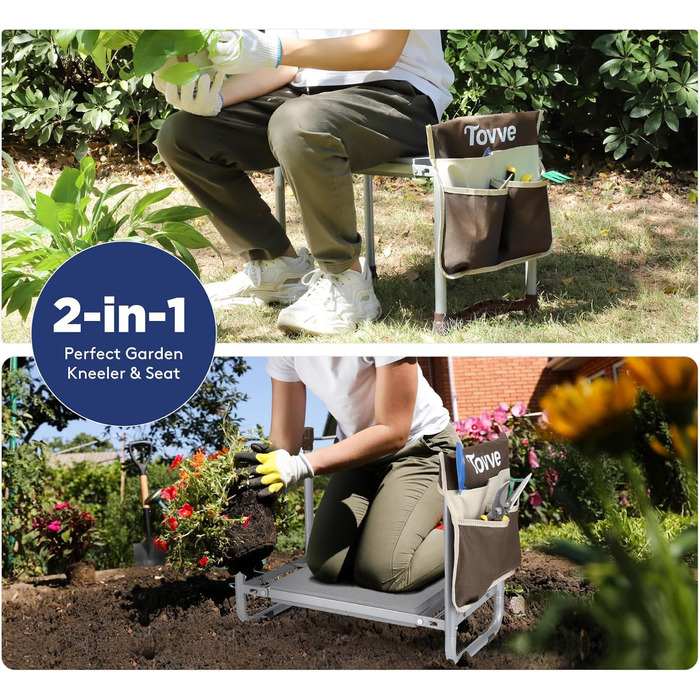 Foldable Garden Kneeler and Seat, Brown