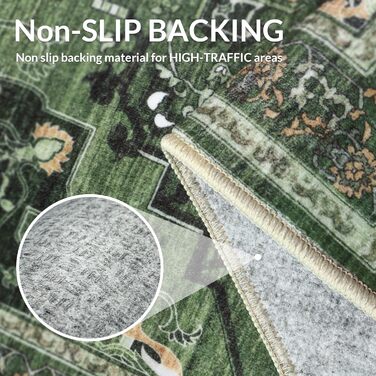 Килим GENIMO Boho Vintage 160x230 см, короткий ворс, антиковзаючі, для вітальні, спальні, їдальні, офісу, салатовий, геометричний, прямокутний